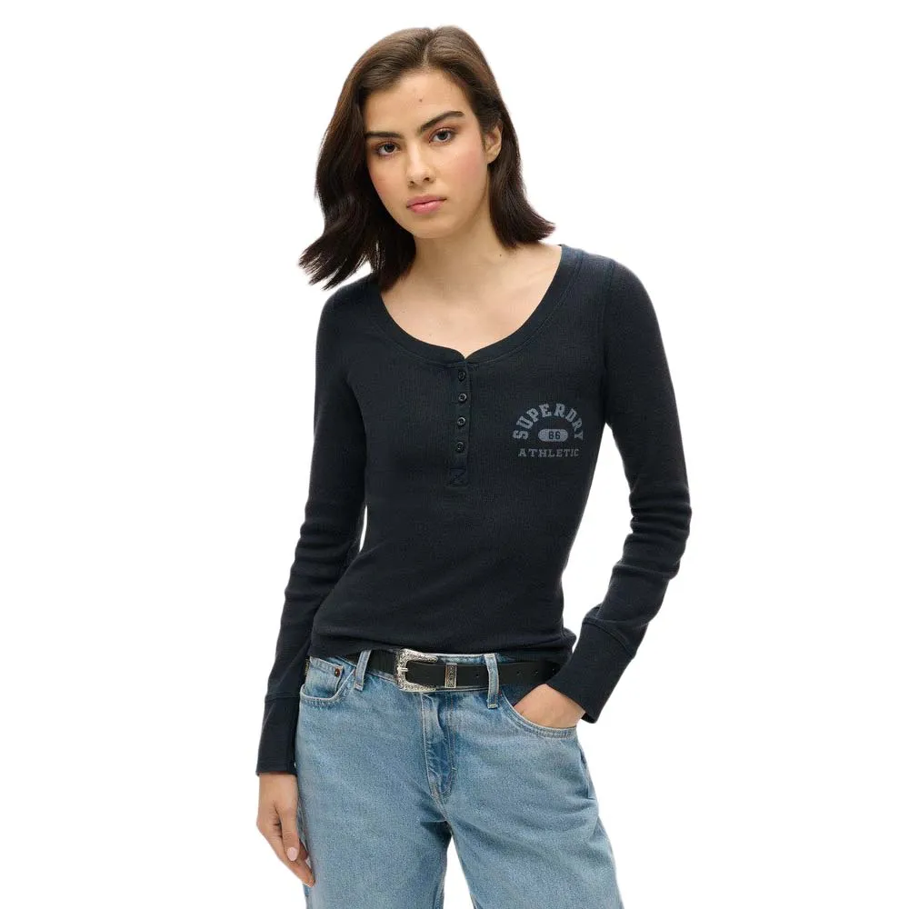 

Лонгслив Superdry Athletic Button Down, черный