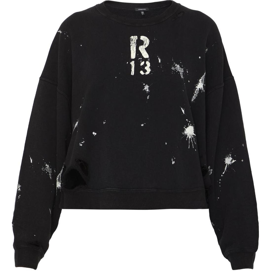 

Кроп-толстовка с принтом "брызги краски" R13, черная