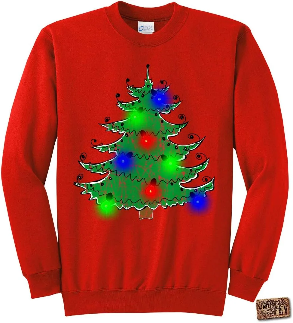 

Светящийся свитер с рождественской елкой, праздничный джемпер Unisex Vintage Fly