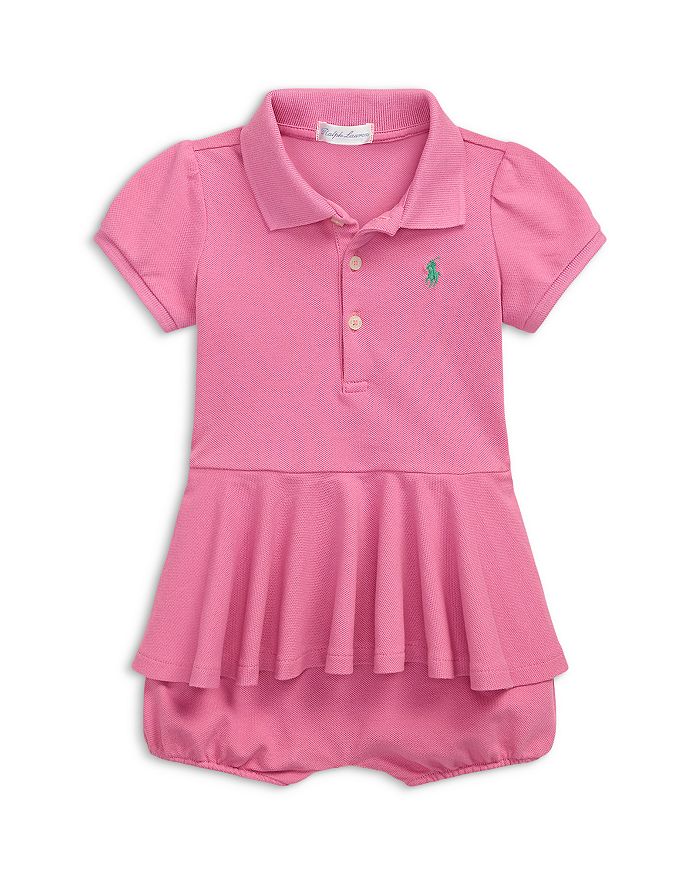 

Короткая рубашка-поло из эластичной сетки с баской для девочек - для малышей Ralph Lauren, розовый