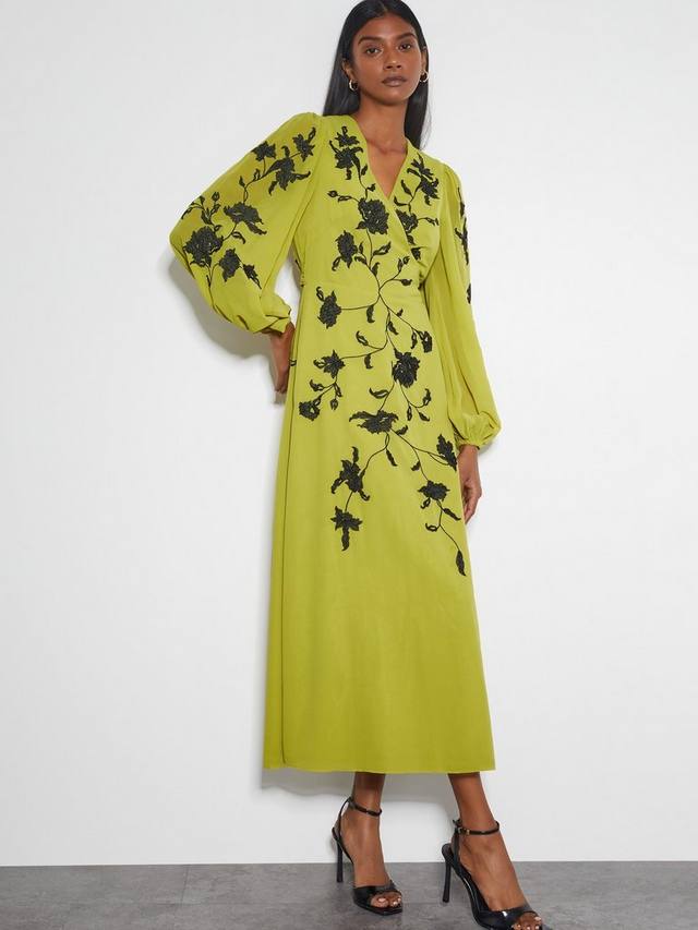 

Платье с запахом в цветочек от уиллы Monsoon, цвет Light Green