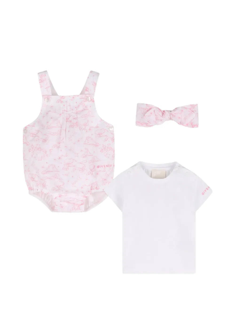 

Комплект: футболка с принтом и комбинезон Givenchy Kids, белый