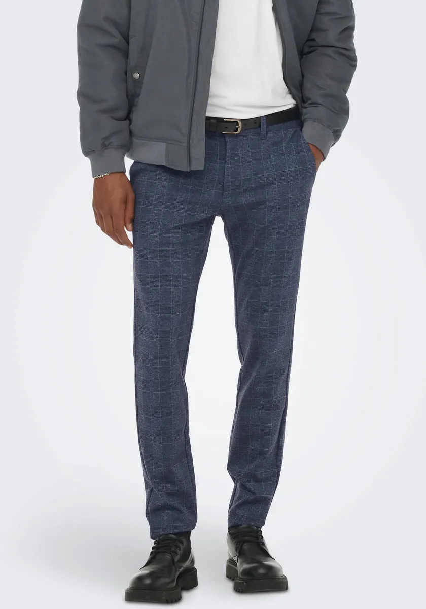 

Брюки-чиносы ONLY & SONS "MARK CHECK PANTS", синий