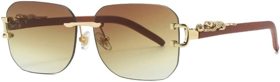 

Новые безободковые металлические солнцезащитные очки 2025 года для женщин и мужчин. Модные винтажные солнцезащитные очки класса люкс с защитой от УФ-излучения UV400 LXLHWN, Tea