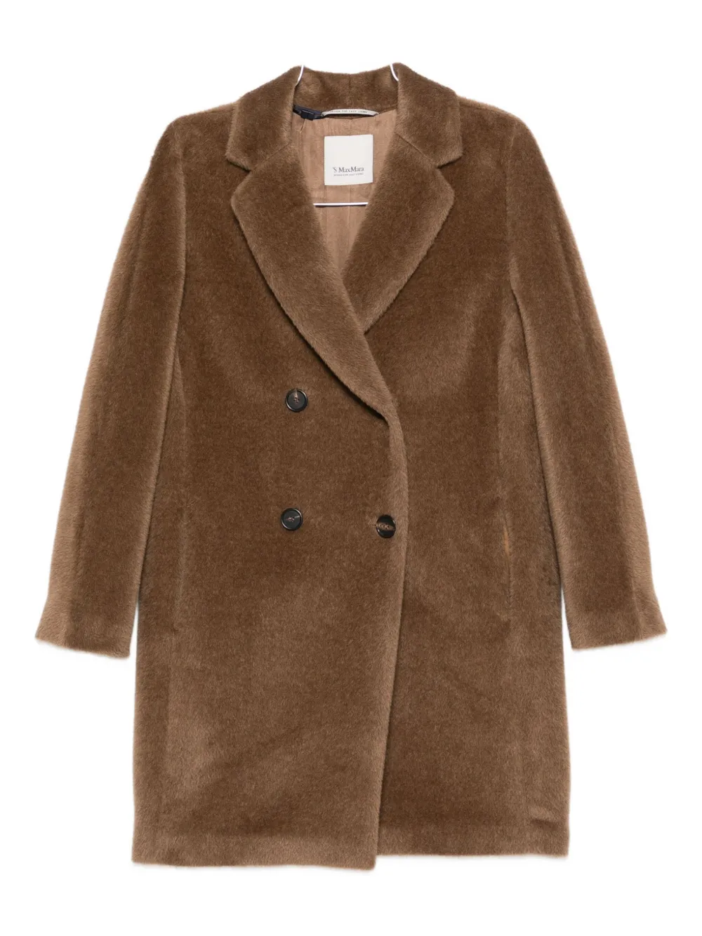 

Двубортное пальто из смеси альпаки и шерсти 'S Max Mara, коричневый