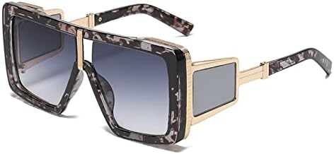 

Модные большие квадратные солнцезащитные очки с плоской верхней частью для женщин, классические солнцезащитные очки в стиле ретро для мужчин с принтом, большие оправы MTZJH, C2