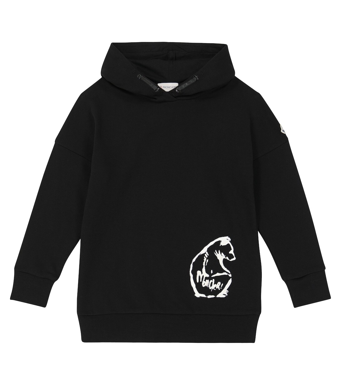 

Платье с капюшоном и принтом Moncler Enfant, черный