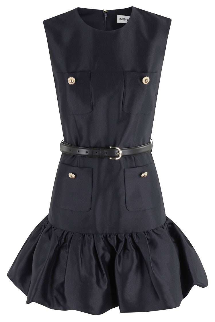 

Тафтяное мини-платье Self-Portrait, синий