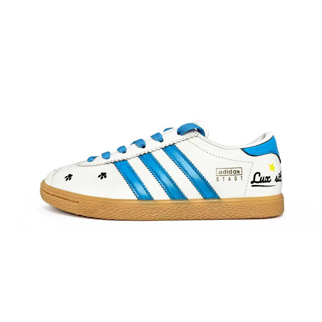 

Stadt Lux Sit верит в легкую устойчивость к истиранию Low top German Army Trainers Unisex Blue White Adidas Originals, синий