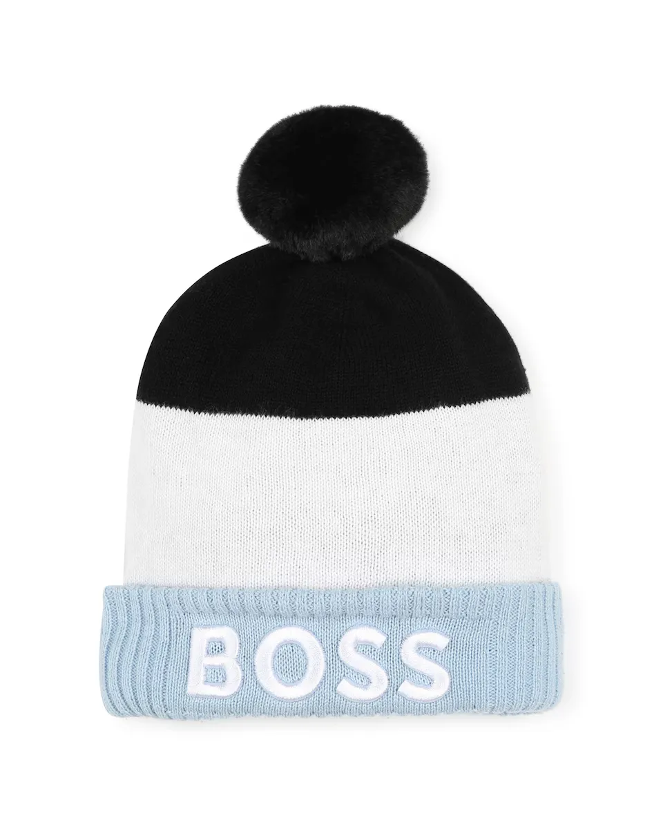 

Серая хлопковая шапка для мальчика BOSS Kidswear