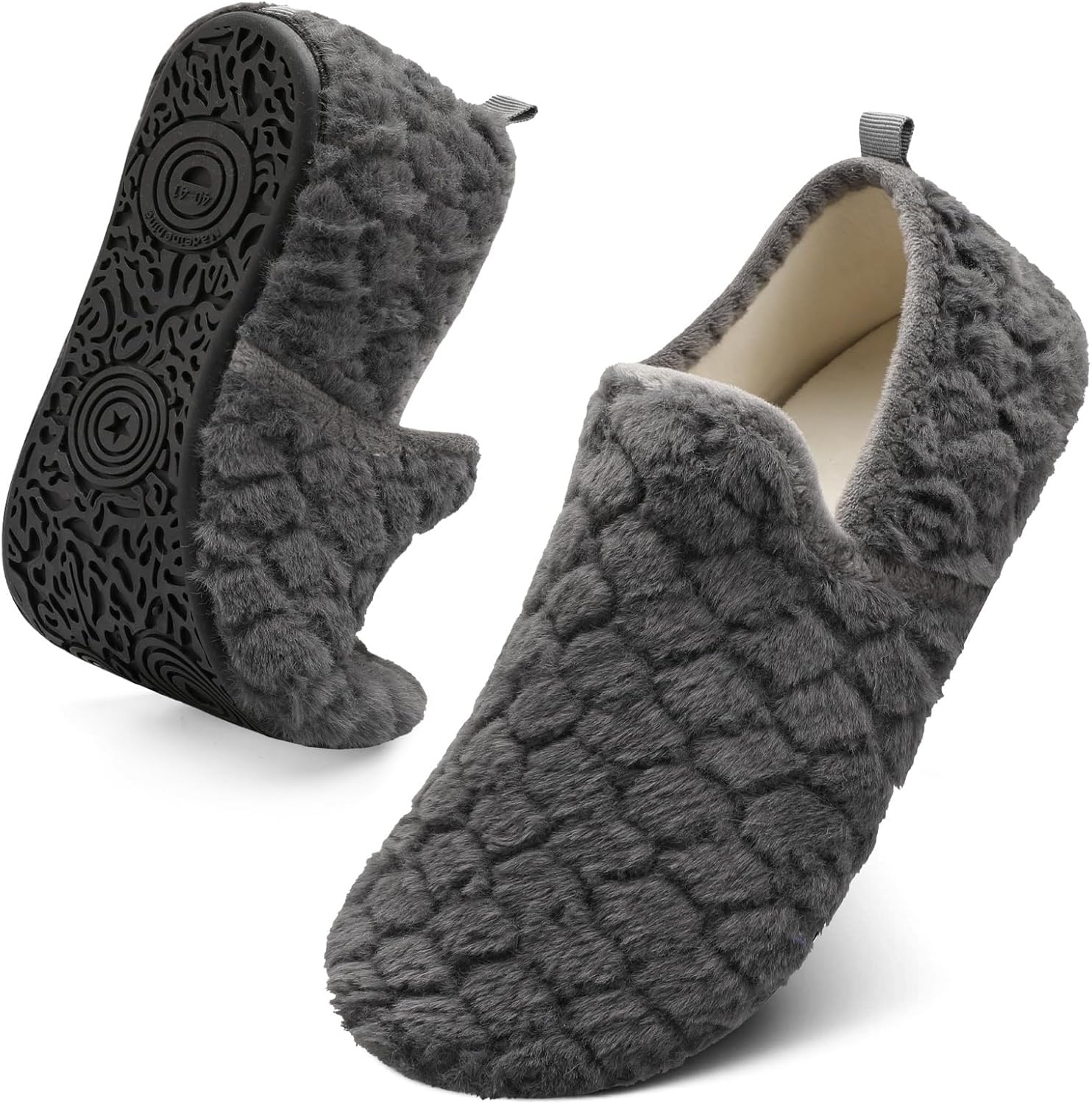 

Тапочки Spesoul для женщин и мужчин с меховой подкладкой, для дома, с мягкой резиновой подошвой, носки-тапочки, удобно надевать, для спальни, дома, офиса, путешествий и йоги, Ty1 Grey