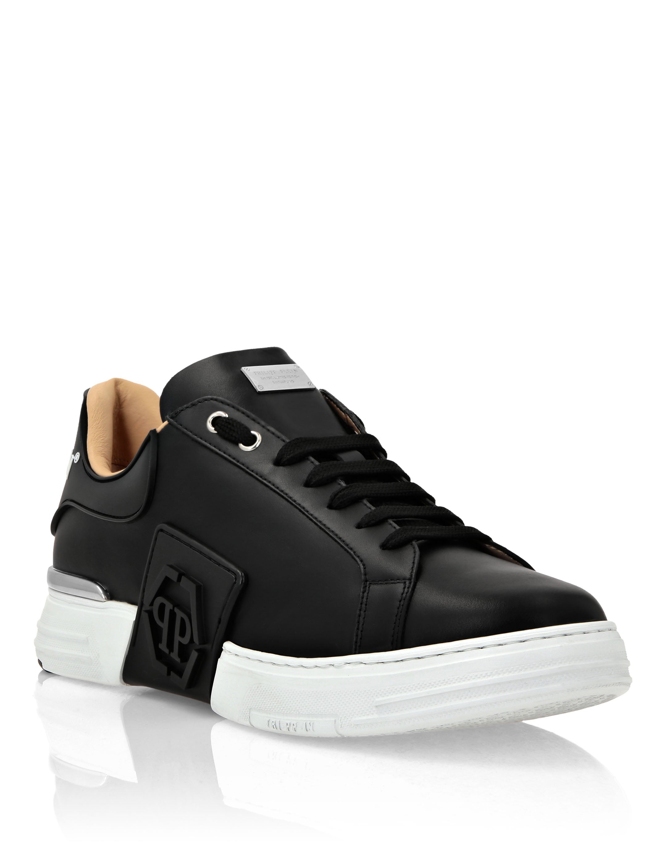 

Кроссовки кожаные низкие Phantom Kick$ PHILIPP PLEIN, черный/белый