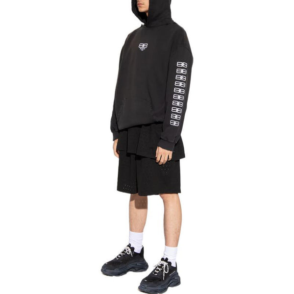 Толстовка bb paris icon medium fit hoodie 'black white' Balenciaga, черный — фото 2