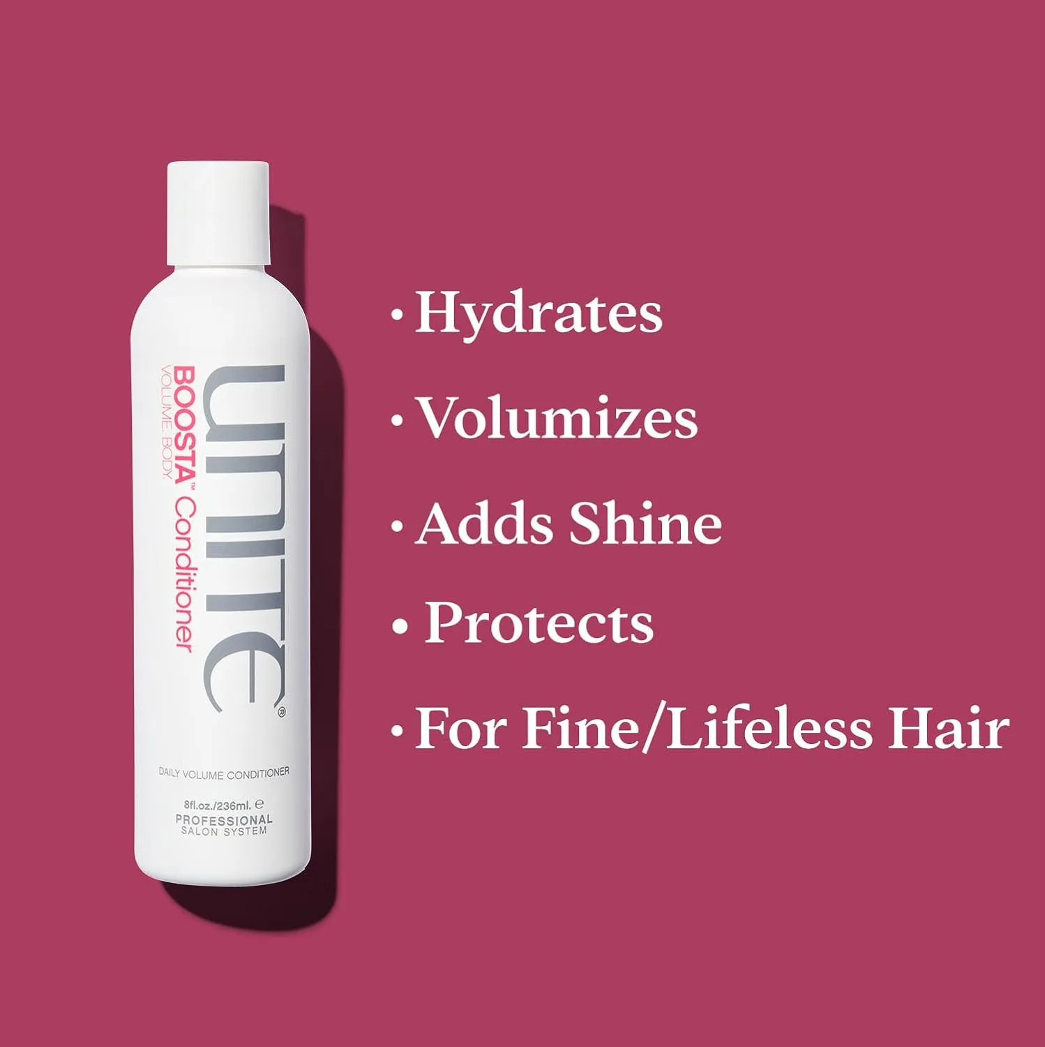 UNITE Hair - Шампунь, кондиционер и спрей для придания объема BOOSTA - Придает объем, пышность и блеск - Для тонких волос - 10 жидких унций, 8 жидких унций и 8 жидких унций — фото 4