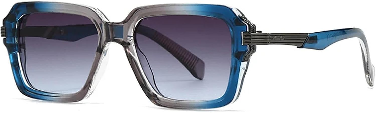 

Мужские солнцезащитные очки в стиле ретро с двухцветной защитой и заклепками, женские градиентные очки с защитой от УФ-излучения UV400, трендовый стиль панк HHZZYVY, Grey Blue Grey