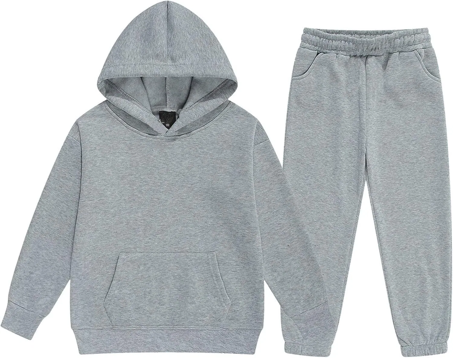 Детский спортивный костюм с капюшоном, толстовка и джоггеры, Light Gray