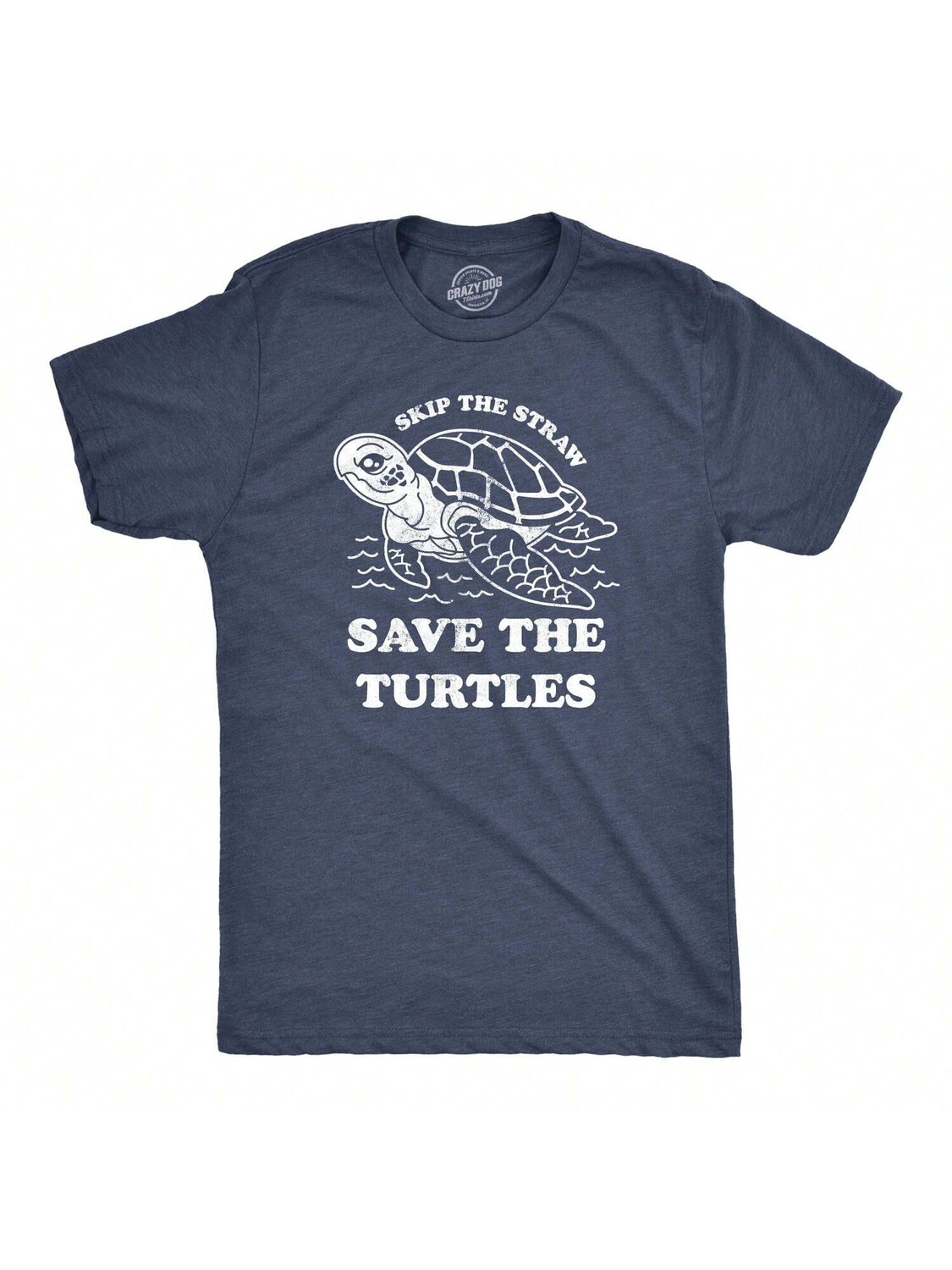 

Футболка мужская Skip The Straw Save The Turtles с надписью, темно-синий