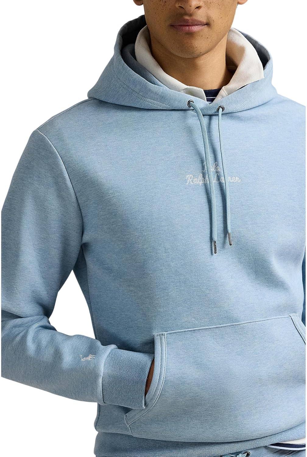 Толстовка с капюшоном Polo Ralph Lauren мужская, логотип, двойное вязание, Modern Blue Heather — фото 3