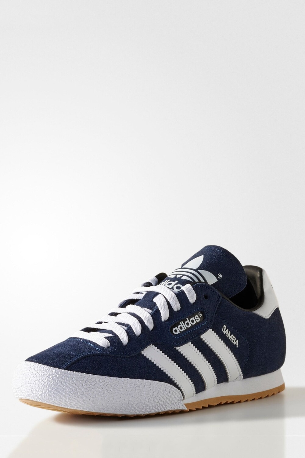 Белые замшевые спортивные кроссовки самба Adidas Originals, синий — фото 4