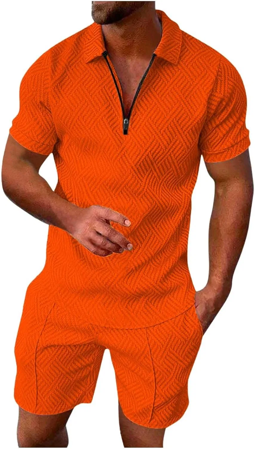 Спортивный костюм с поло и шортами, Generic, #A01- Orange