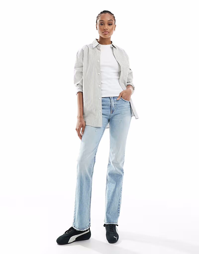 

Джинсы Stradivarius Tall D98 прямого кроя светло-голубого цвета
