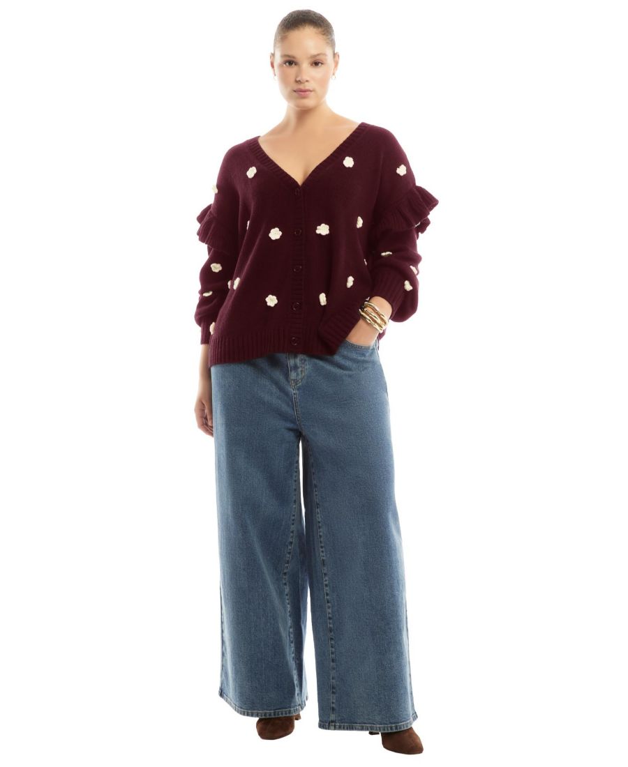 

Женский кардиган June + Vie с оборками на рукавах June & Vie, Pickled beet