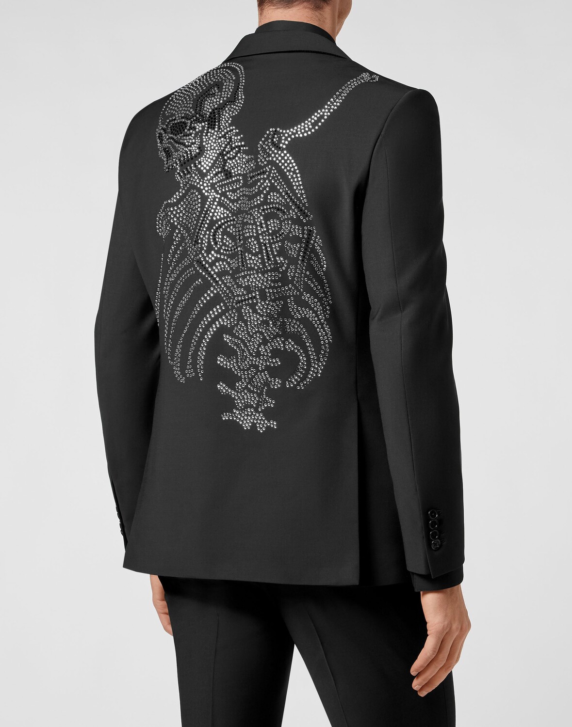 

Шерстяной пиджак Gigolo с кристаллами в виде хрустального черепа Philipp Plein, черный