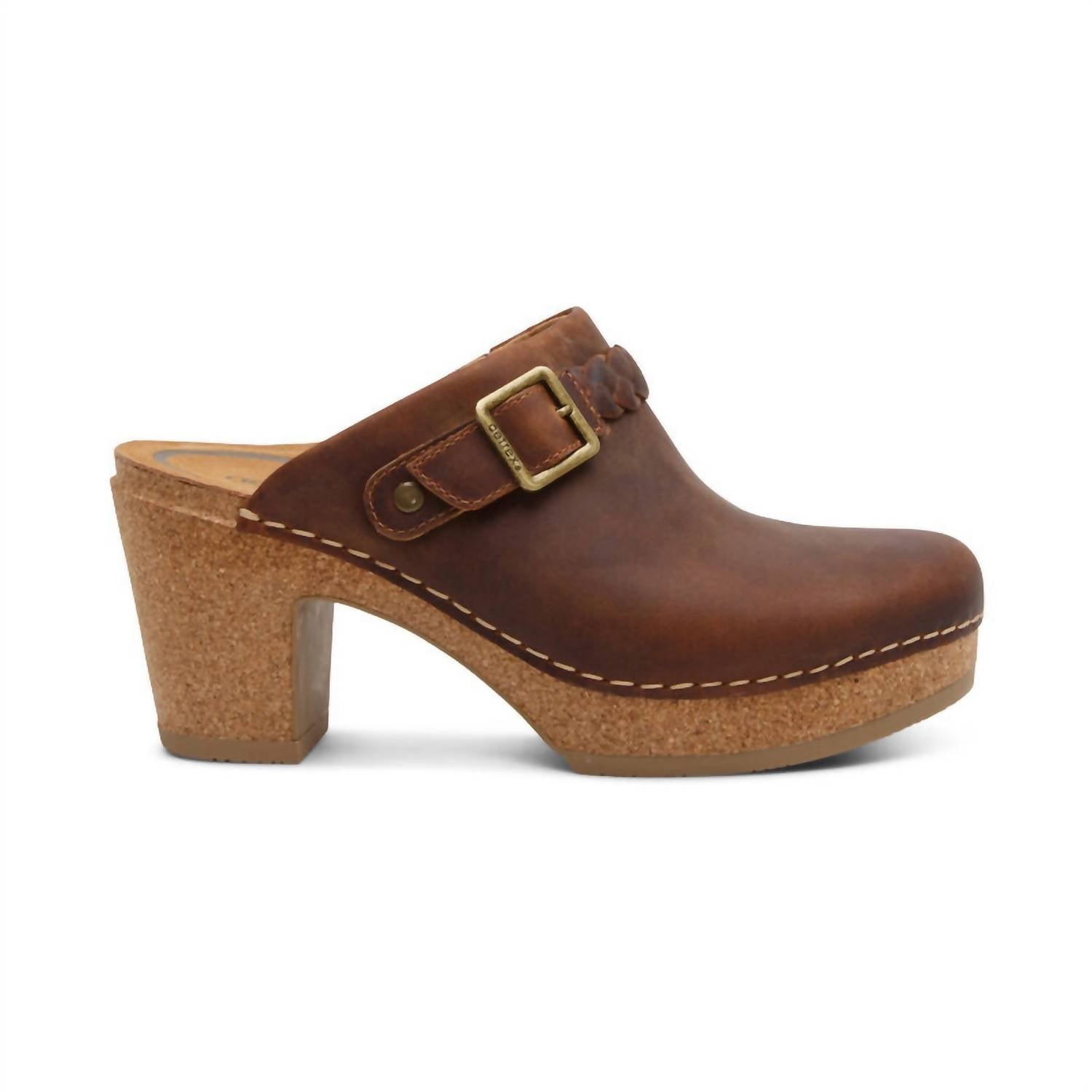 Женские туфли Corey Heeled Clog в коричневом цвете Aetrex — фото 2