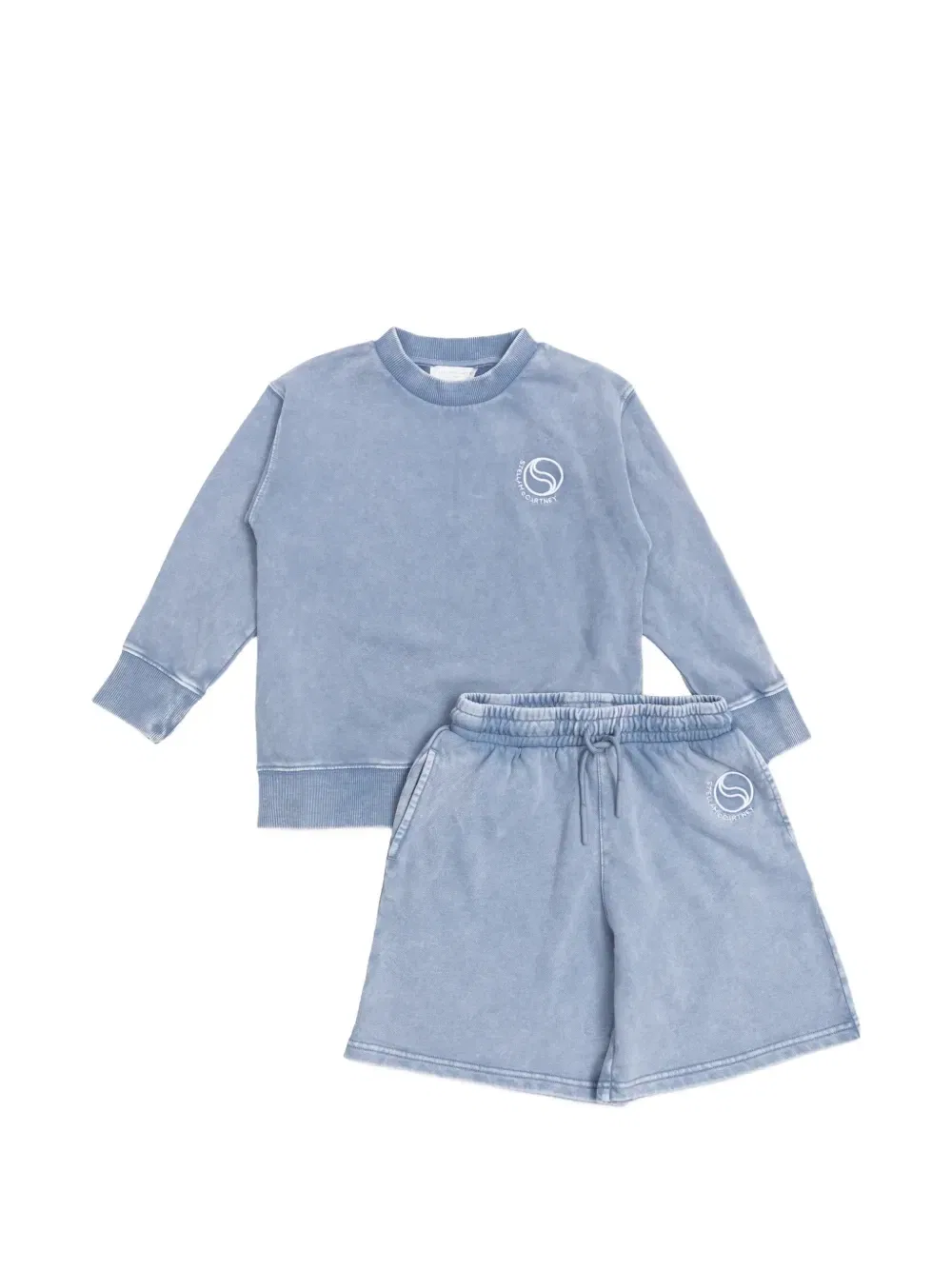 Комплект из топа и шорт с вышитым логотипом Stella McCartney Kids, синий
