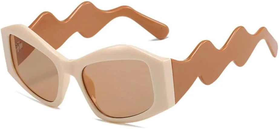 

Винтажные солнцезащитные очки 2027 года для женщин, модные элегантные солнцезащитные очки для мужчин, стильные геометрические волнообразные очки MTZJH, C5