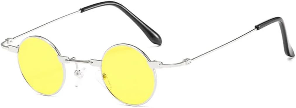 

Винтажные мужские и женские солнцезащитные очки в стиле ретро-панк, маленькие круглые солнцезащитные очки в металлической оправе, модные очки VRTRFFTR, C8 Silver-yellow
