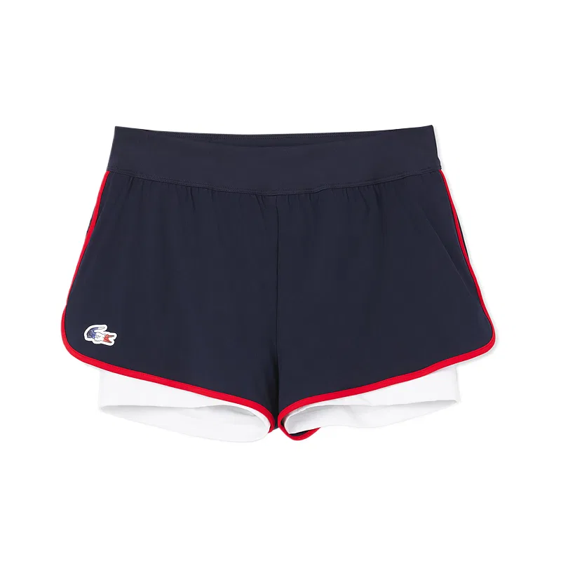Спортивные шорты LACOSTE Navy Blue, средней посадки, прямого кроя