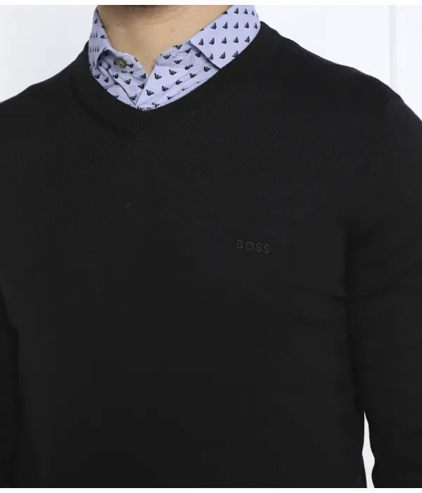Шерстяной свитер Baram-L regular fit Boss, черный — фото 4