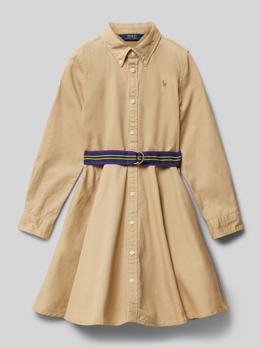 

Платье-рубашка с воротником на пуговицах Polo Ralph Lauren Kids, бежевый