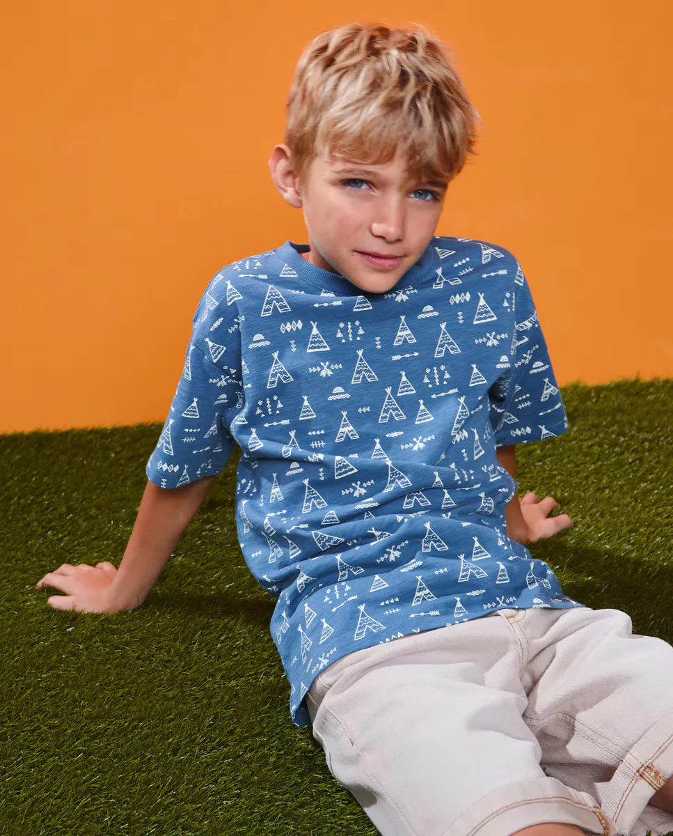 

Футболка для мальчика с короткими рукавами и принтом Kids El Corte Inglés, синий