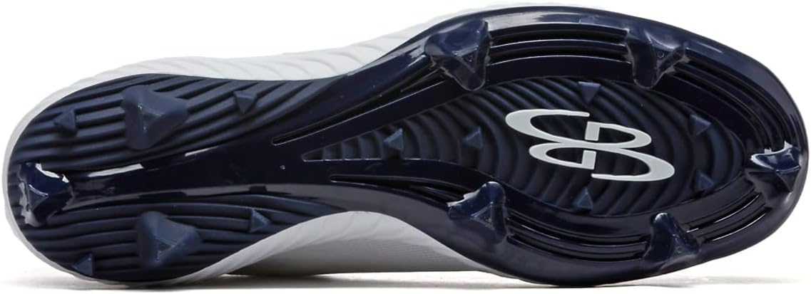 Мужские бутсы Boombah Raptor с формованными шипами - несколько вариантов цвета - разные размеры, белый/синий/темно-синий — фото 2