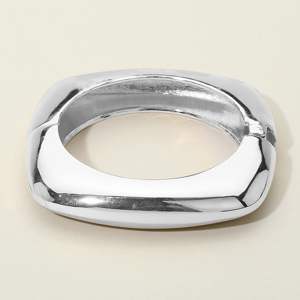 

Браслет с геометрическим квадратным краем, металлический, с шарнирным креплением Fashnzfab, Rhodium