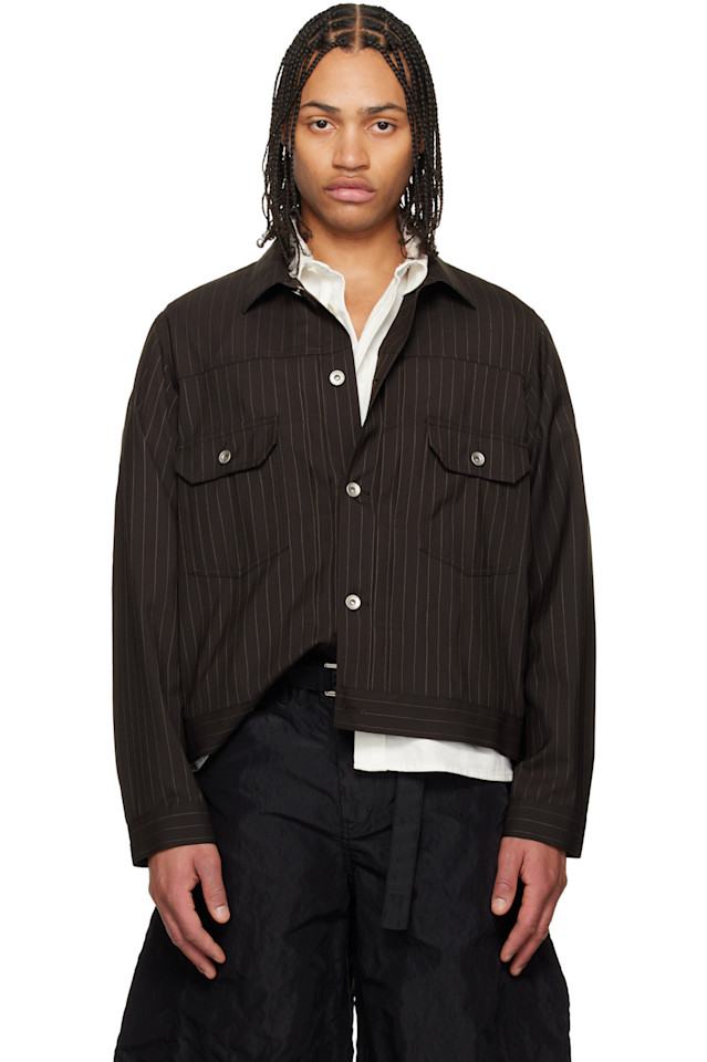 

Куртка в меловую полоску Sacai, коричневый