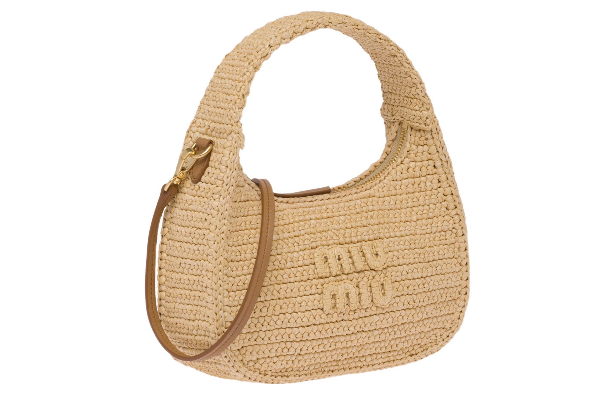 Футболка Wander Series Threading Needle Woven Fabric Hobo, Плечевая Сумка, Женская Классическая Бежевая MIU MIU — фото 2