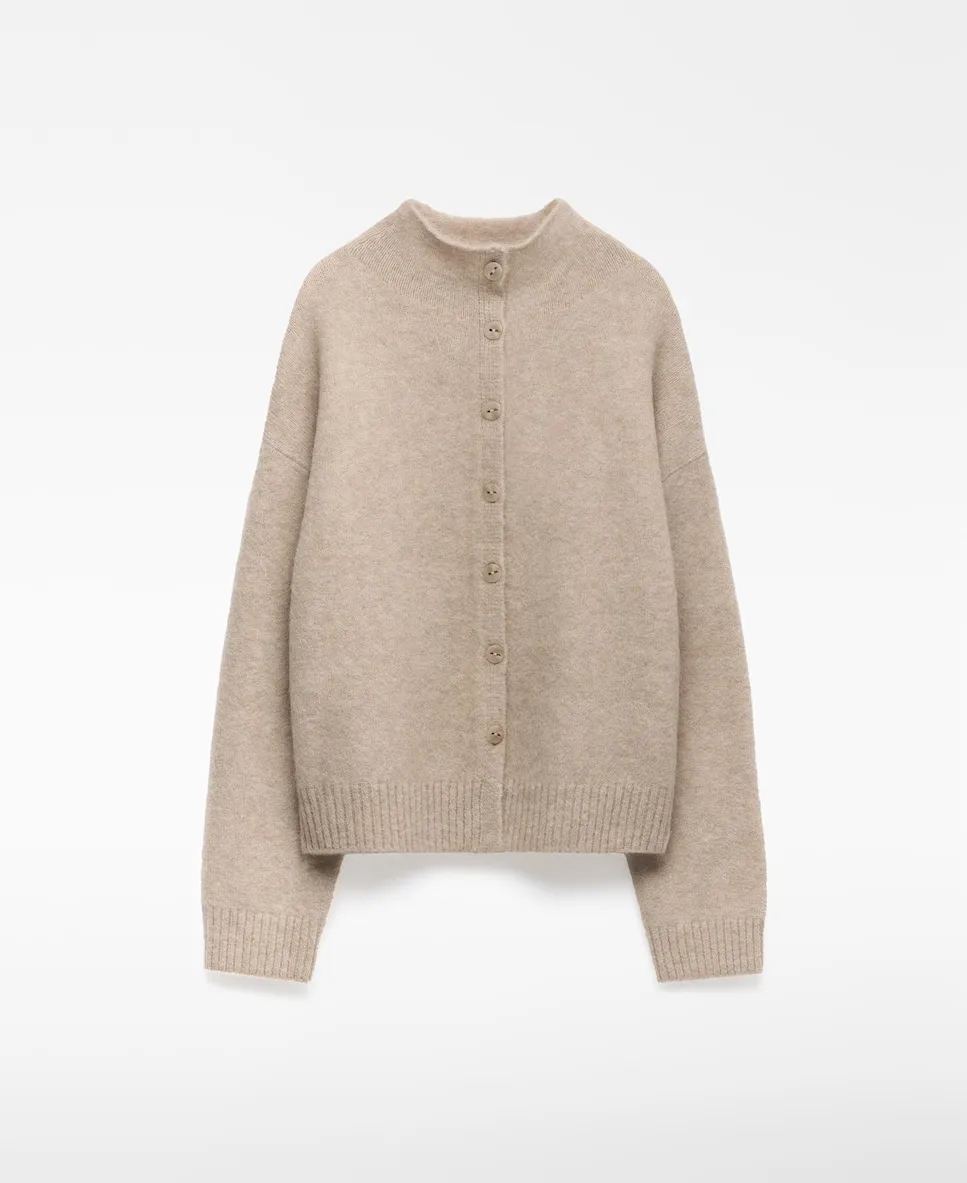 

Женский вязаный кардиган с воротником-хомут Adolfo Dominguez, песочный