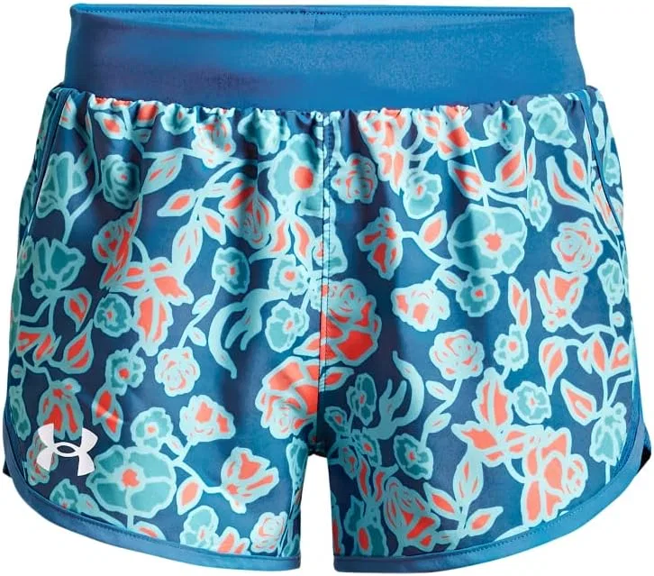Шорты Under Armour Girls' Fly by Printed Shorts, Cloudless Sky (400)/White