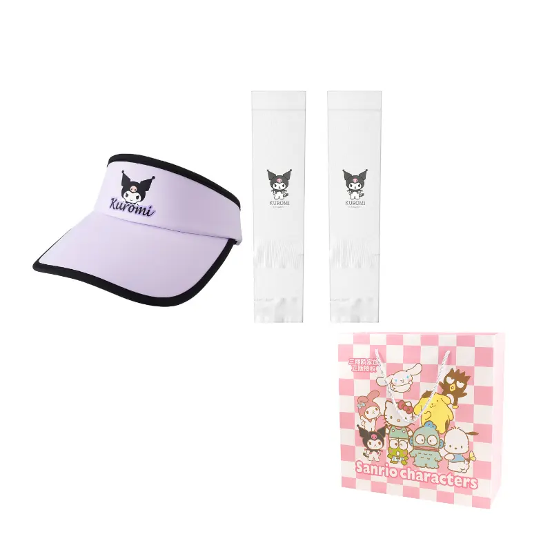 

Sanrio Куломская панама из полиамида унисекс, Kuromi Visor Sun Protection Hat+Cooling Arm Sleeves
