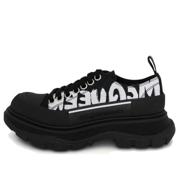 Кроссовки tread slick low lace up canvas graffiti 'black white' Alexander Mcqueen, черный