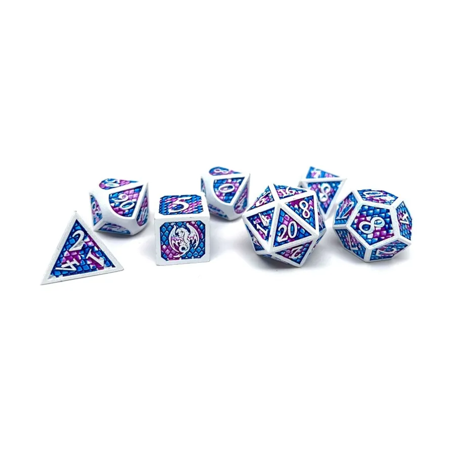 

Полигональный набор из чешуи дракона — королевский с каймой (7), Dice - Metal 7 Piece Poly Sets (Easy Roller Dice)