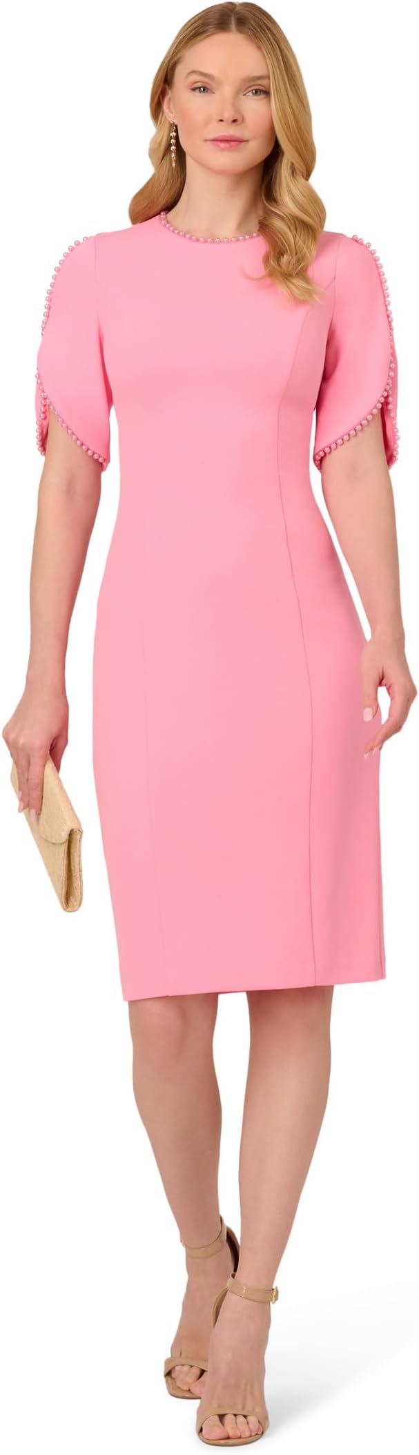 

Платье Adrianna Papell Knit Crepe Pearl Midi Dress, цвет Cherry Blossom