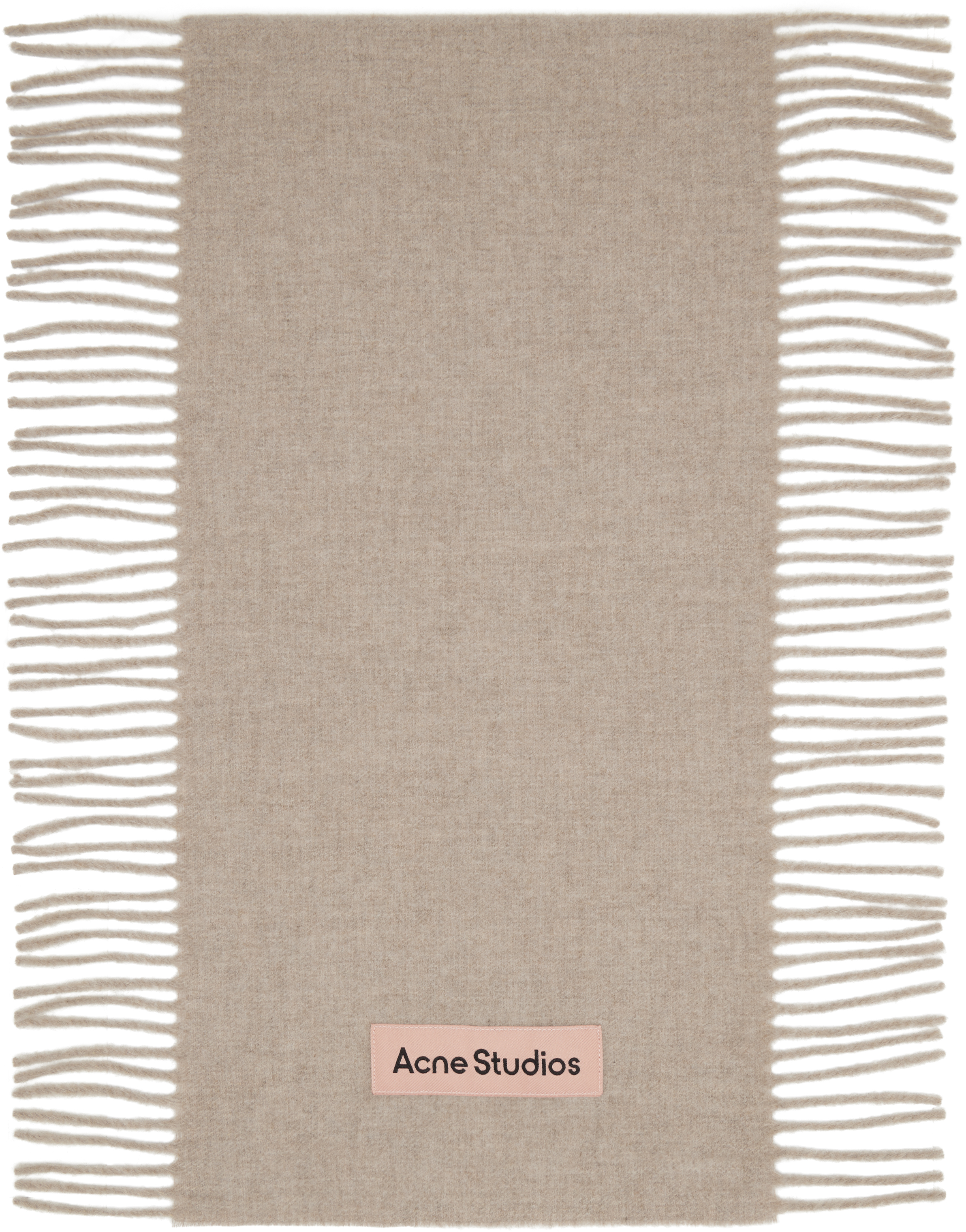 

Бежевый шерстяной шарф с бахромой Acne Studios, Oatmeal melange