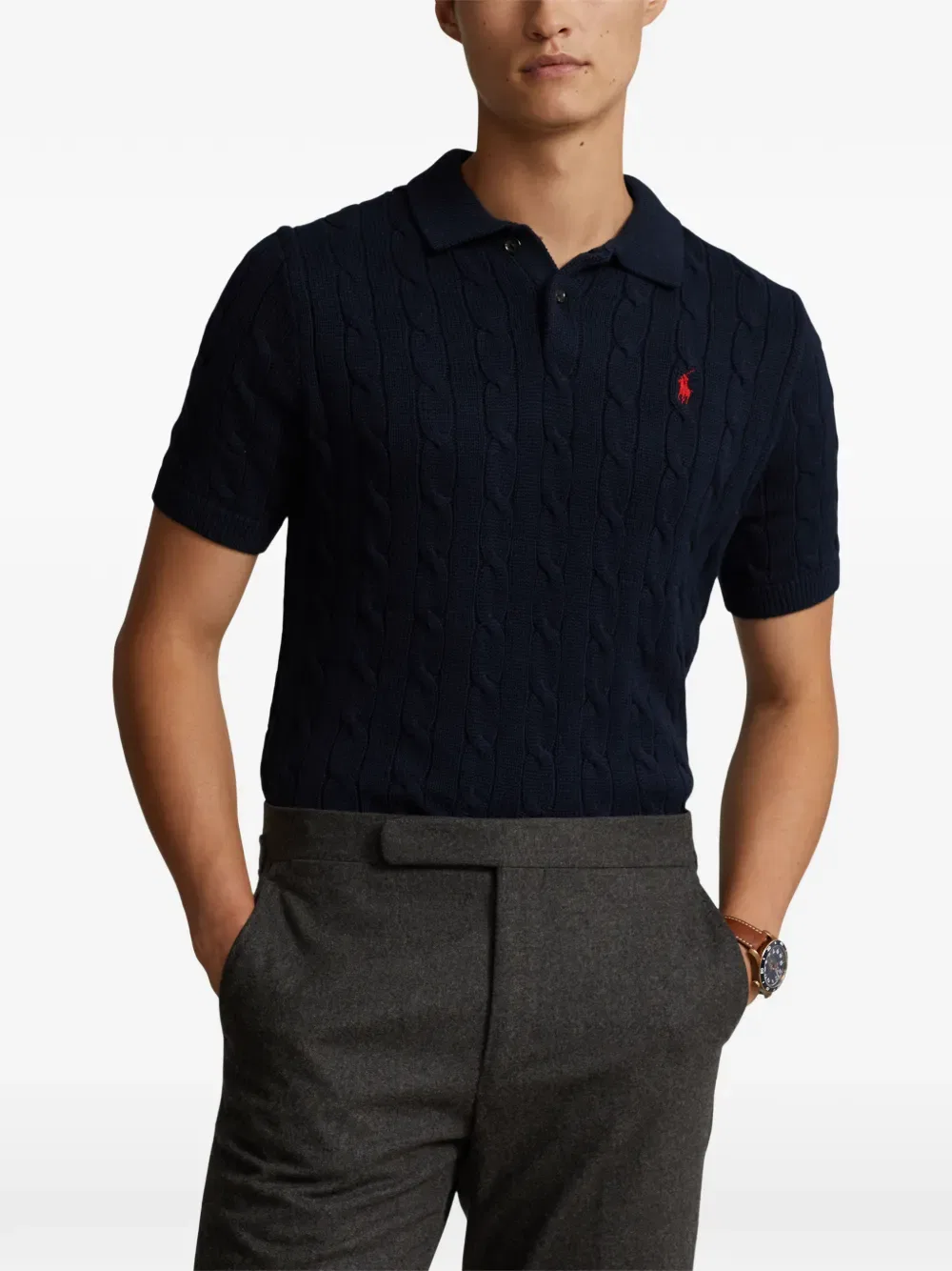 Поло с косами Polo Ralph Lauren, синий — фото 3