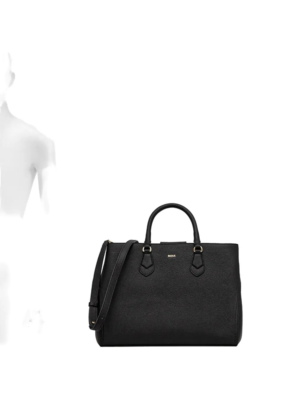 

Сумка-шоппер среднего размера из шагреневой кожи BOSS, черный