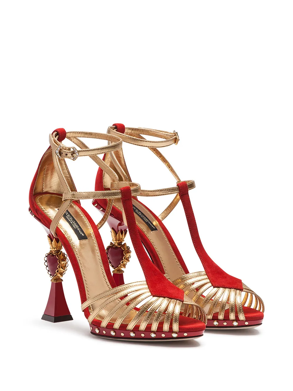 Босоножки на скульптурном каблуке DOLCE & GABBANA, красный — фото 2