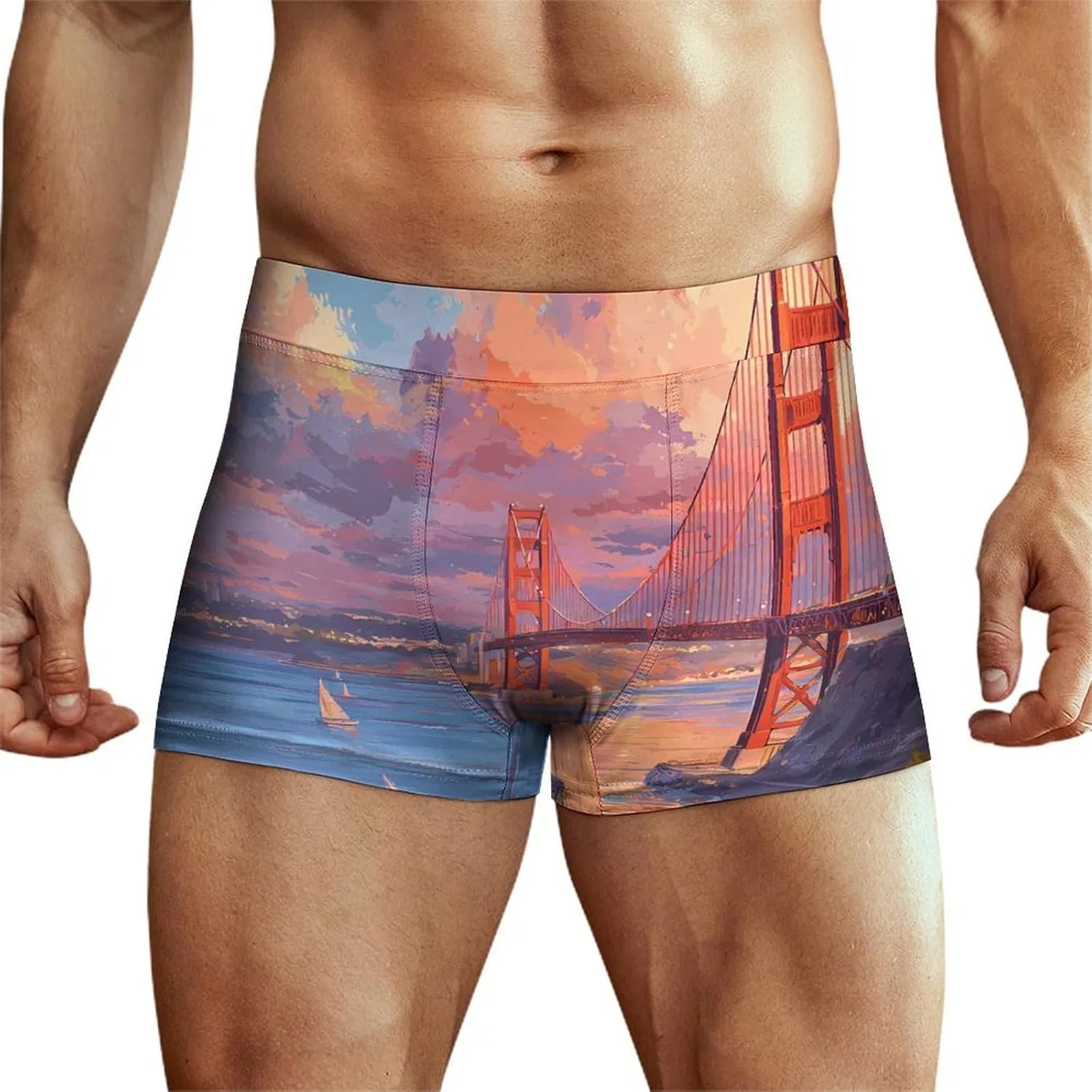 Боксеры с закатом Golden Gate Bridge, Style-5